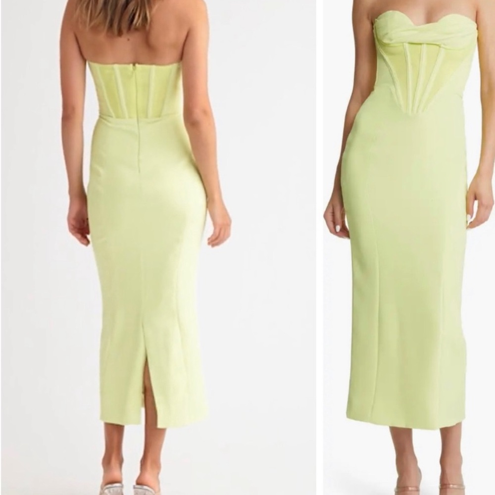 House of CB Strapless Corset Midi Dress Neon Large+